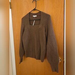 Madewell Brown Square Neck Sweater Soft Knit